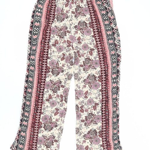 New Look Womens Multicoloured Floral Viscose Trousers Size 12 L21 in Regular
