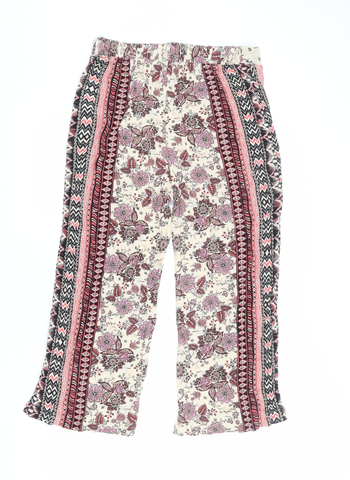 New Look Womens Multicoloured Floral Viscose Trousers Size 12 L21 in Regular