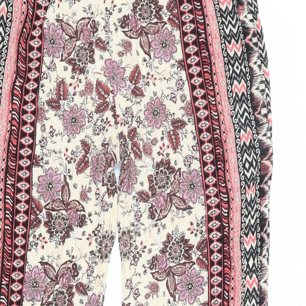 New Look Womens Multicoloured Floral Viscose Trousers Size 12 L21 in Regular