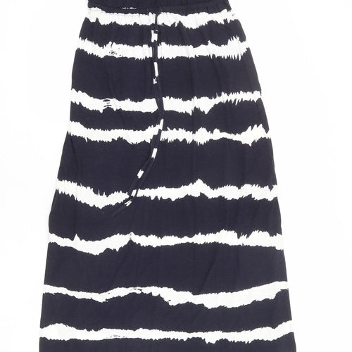 Monsoon Womens Blue Striped Viscose Maxi Size S Square Neck Pullover - Strapless