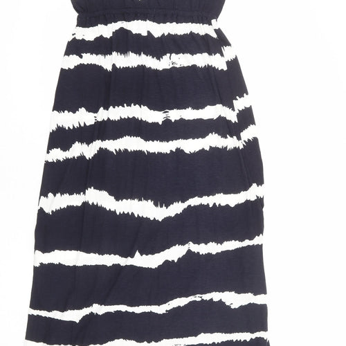 Monsoon Womens Blue Striped Viscose Maxi Size S Square Neck Pullover - Strapless