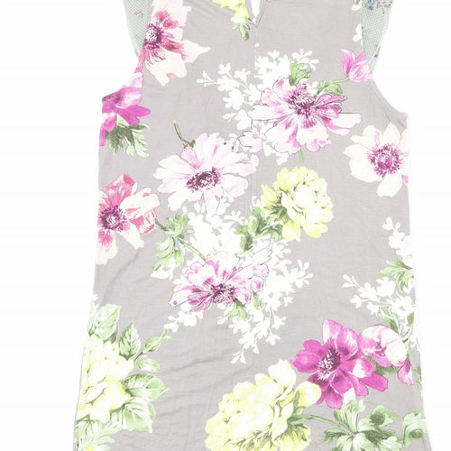 NEXT Womens Grey Floral Viscose Basic Tank Size 8 Scoop Neck