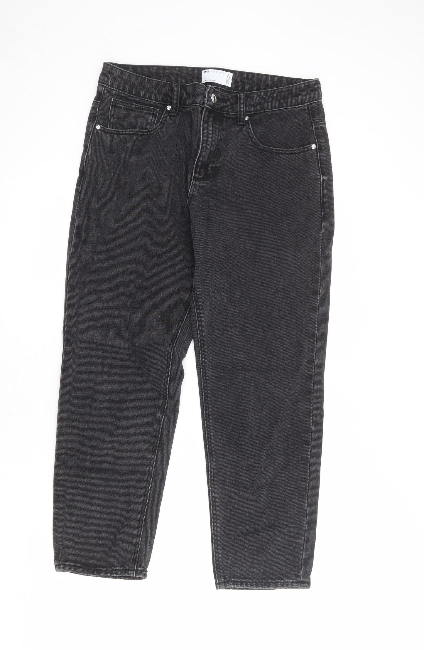 ASOS Mens Grey Cotton Straight Jeans Size 29 in L30 in Regular Zip