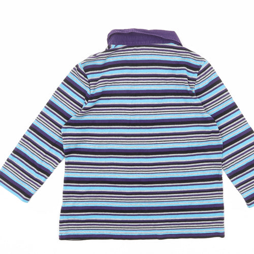 Maine New England Womens Multicoloured Striped 100% Cotton Basic T-Shirt Size 14 Collared