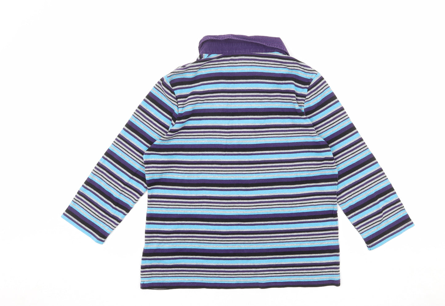 Maine New England Womens Multicoloured Striped 100% Cotton Basic T-Shirt Size 14 Collared