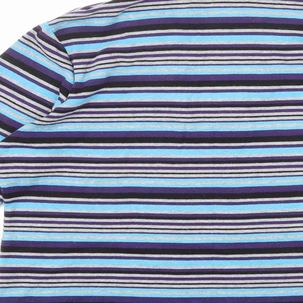Maine New England Womens Multicoloured Striped 100% Cotton Basic T-Shirt Size 14 Collared