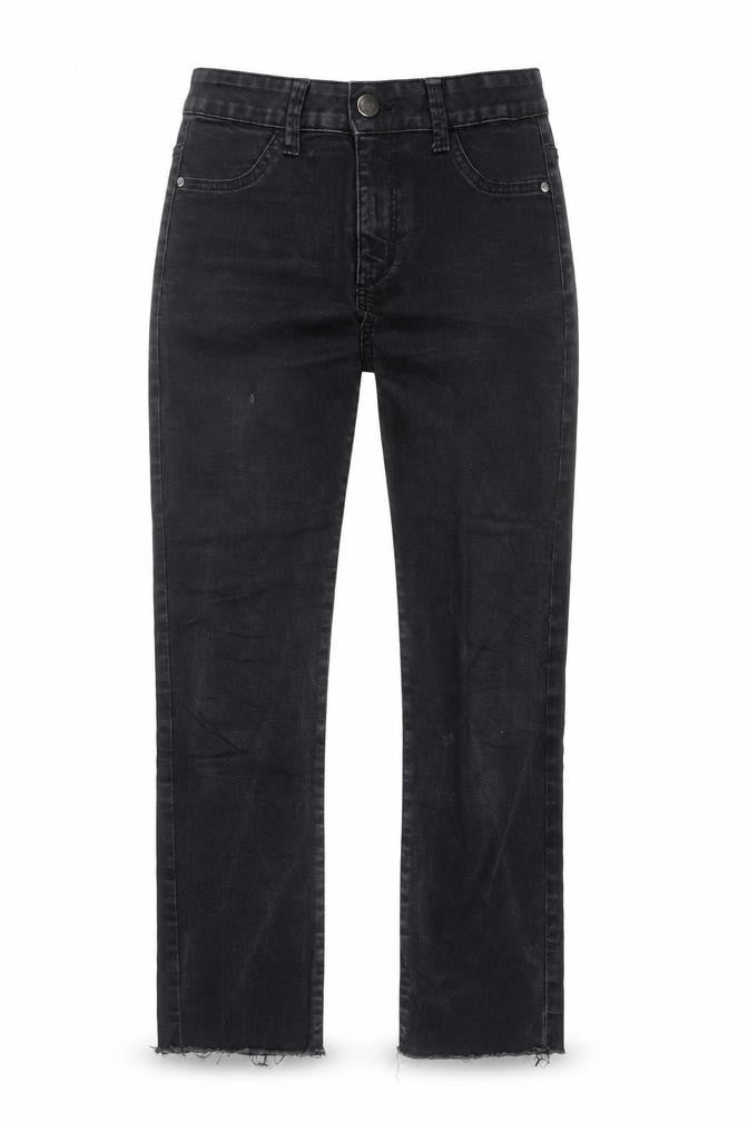 Saint Tropez Clothing Womens Black Cotton Straight Jeans Size XS L26 in Regular Zip - Raw Hem