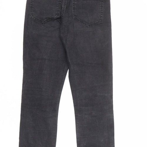 Saint Tropez Clothing Womens Black Cotton Straight Jeans Size XS L26 in Regular Zip - Raw Hem