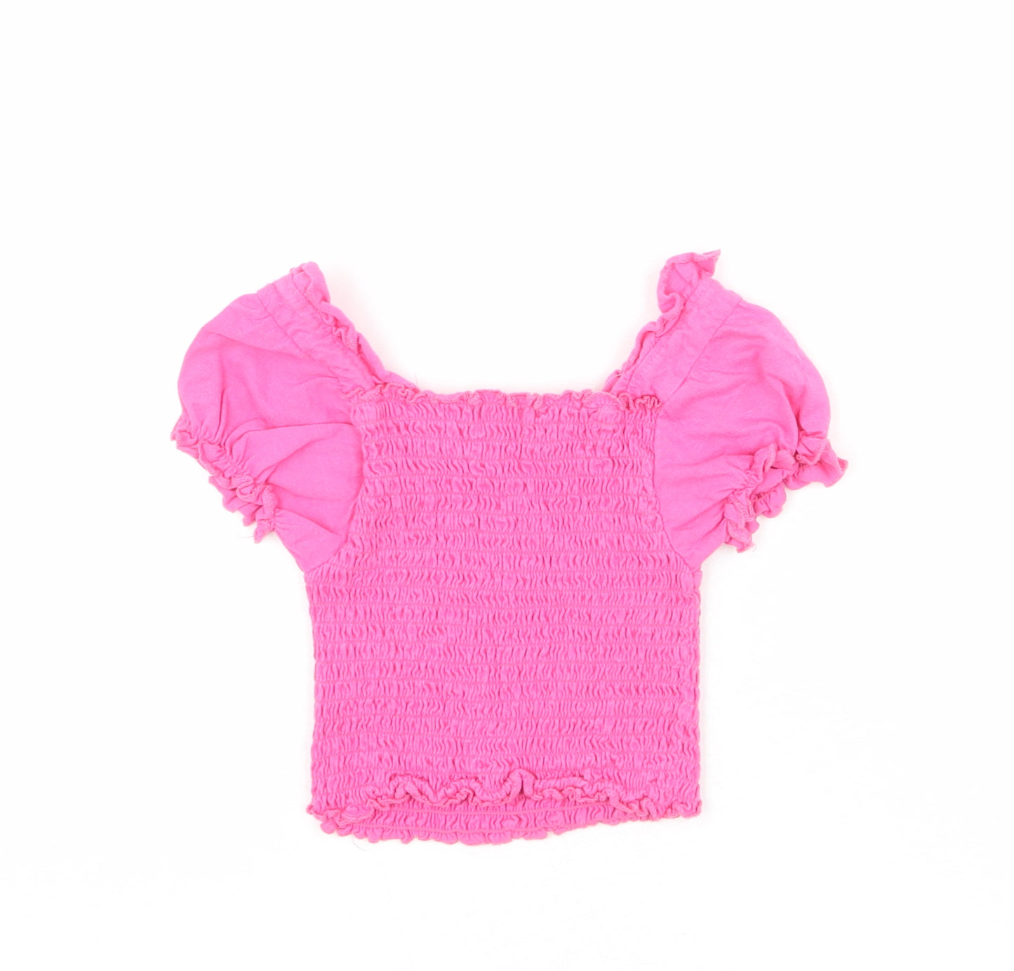 Studio Girls Pink 100% Cotton Cropped Blouse Size 8-9 Years Square Neck Pullover