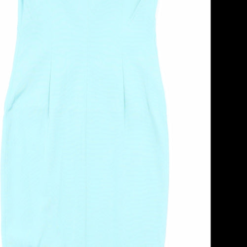 Per Una Womens Blue Acetate Shift Size 8 Round Neck Zip