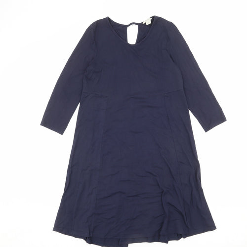 Monsoon Womens Blue Viscose A-Line Size 8 Round Neck Pullover