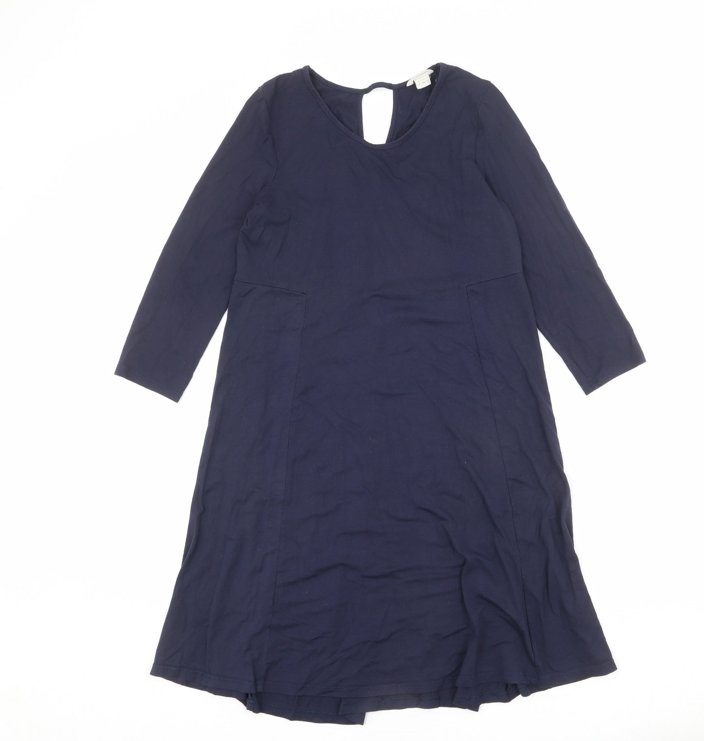 Monsoon Womens Blue Viscose A-Line Size 8 Round Neck Pullover