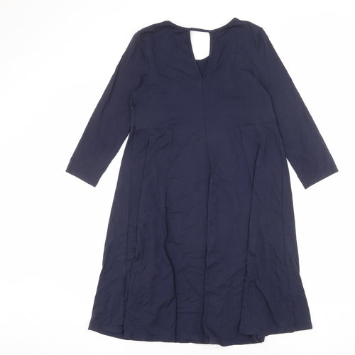 Monsoon Womens Blue Viscose A-Line Size 8 Round Neck Pullover