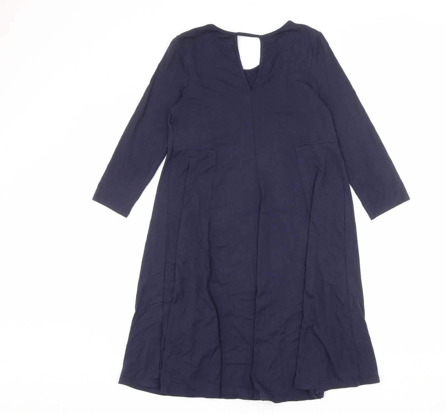 Monsoon Womens Blue Viscose A-Line Size 8 Round Neck Pullover