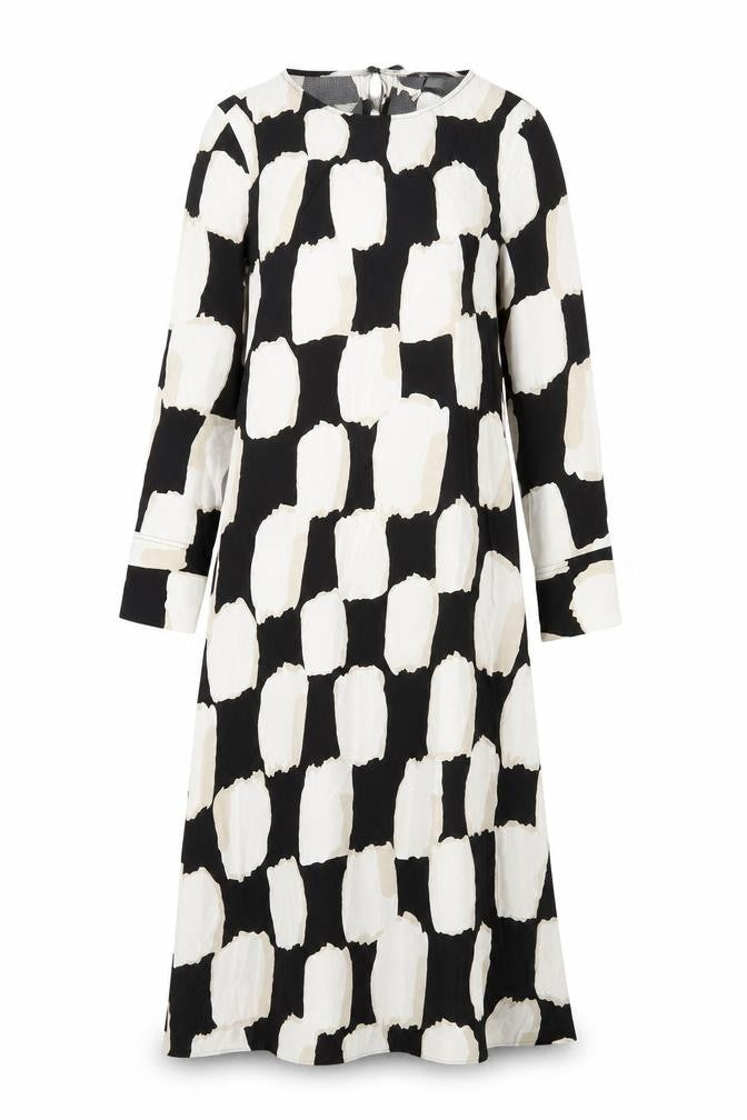 Marks and Spencer Womens Multicoloured Geometric Viscose A-Line Size 6 Round Neck Tie