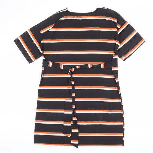 Missguided Womens Multicoloured Striped Polyester T-Shirt Dress Size 10 Round Neck Pullover