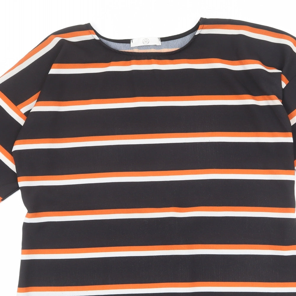Missguided Womens Multicoloured Striped Polyester T-Shirt Dress Size 10 Round Neck Pullover