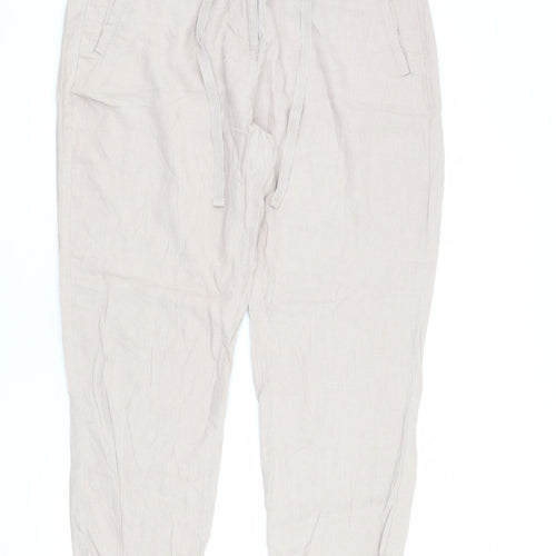 Marks and Spencer Womens Beige Polyester Trousers Size 36 in L27 in Regular Zip