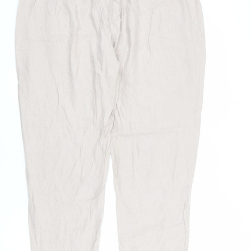 Marks and Spencer Womens Beige Polyester Trousers Size 36 in L27 in Regular Zip
