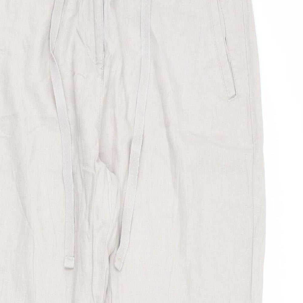 Marks and Spencer Womens Beige Polyester Trousers Size 36 in L27 in Regular Zip
