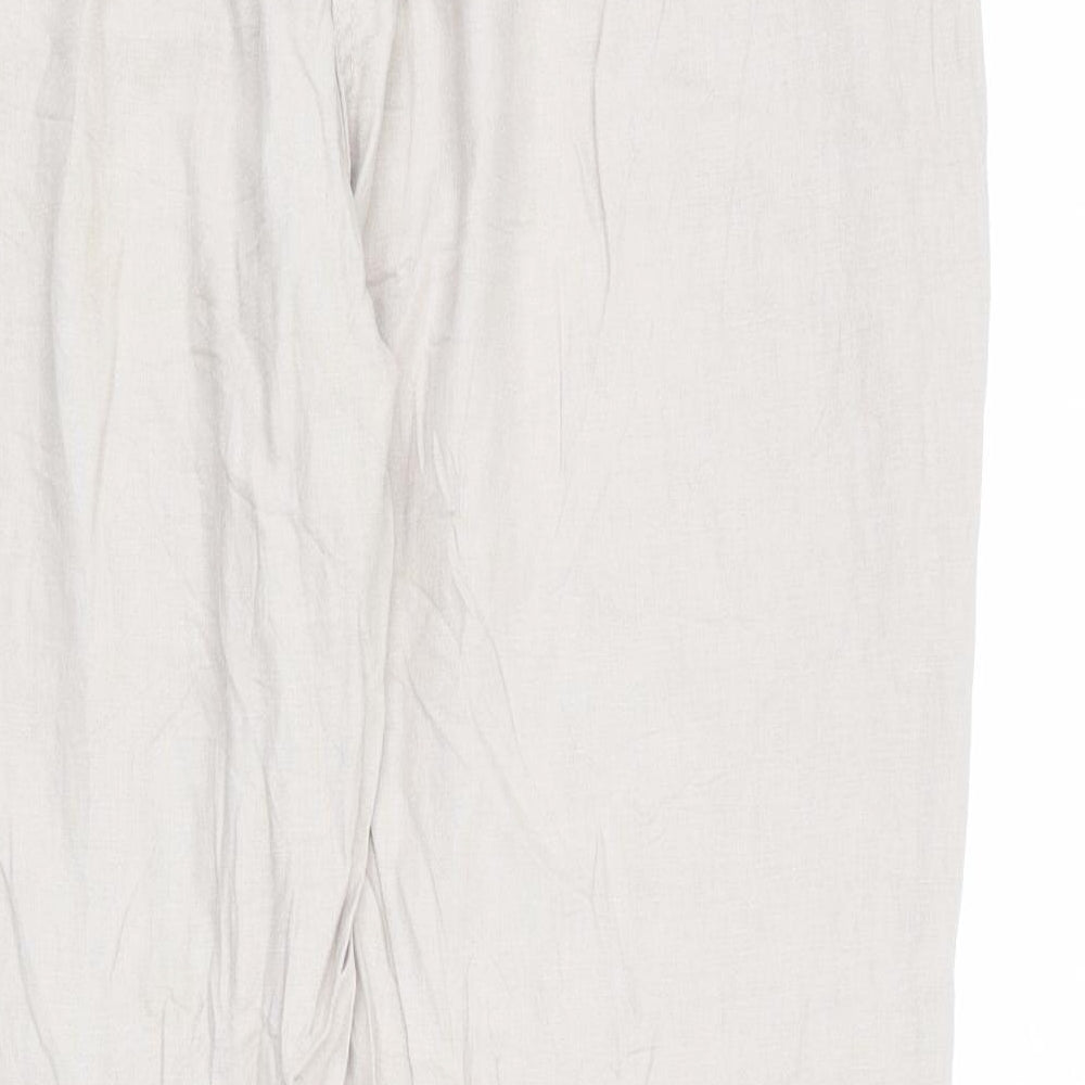 Marks and Spencer Womens Beige Polyester Trousers Size 36 in L27 in Regular Zip