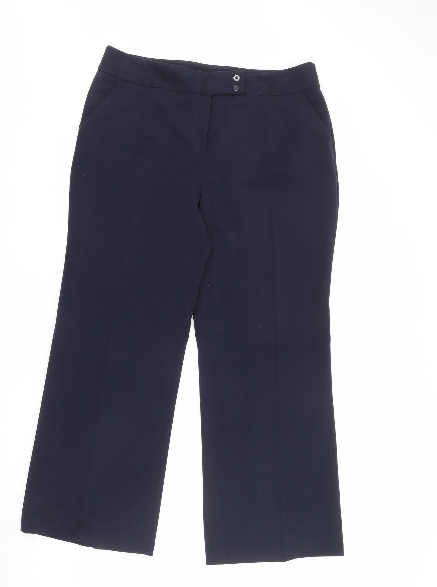 Bonmarché Womens Blue Polyester Trousers Size 16 L28 in Regular Zip