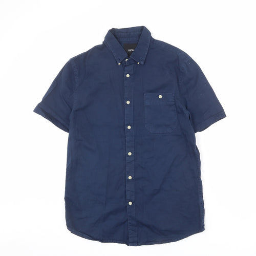 ASOS Mens Blue Cotton Button-Up Size M Collared Button