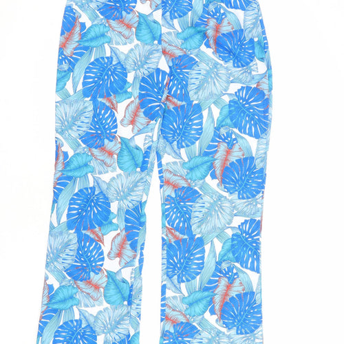 PRETTYLITTLETHING Womens Multicoloured Geometric Polyester Trousers Size 10 L34.5 in Regular Zip - Palm Print