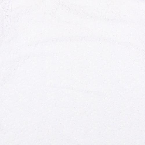 Bonmarché Womens White Polyester Basic T-Shirt Size 14 Scoop Neck