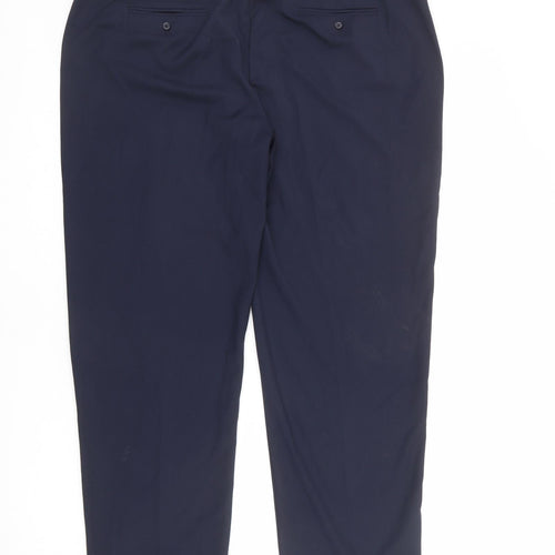 Marks and Spencer Womens Blue Polyester Chino Trousers Size 18 L32 in Regular Zip