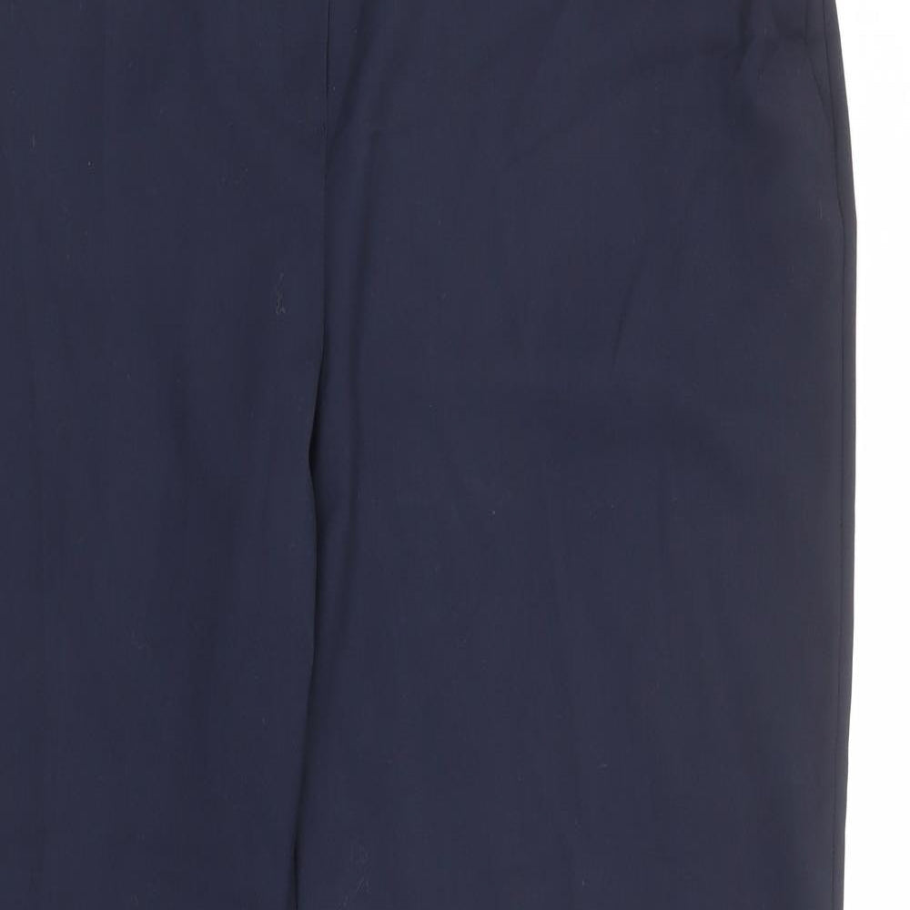 Marks and Spencer Womens Blue Polyester Chino Trousers Size 18 L32 in Regular Zip
