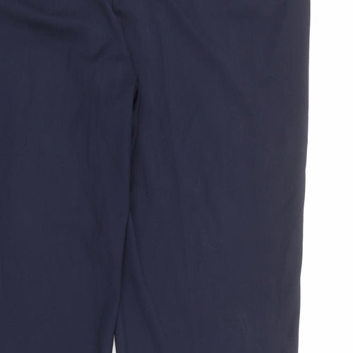 Marks and Spencer Womens Blue Polyester Chino Trousers Size 18 L32 in Regular Zip