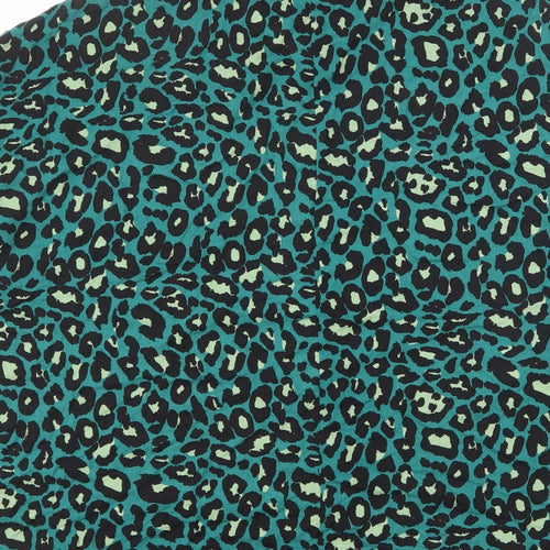 ASOS Womens Green Animal Print Viscose Basic Button-Up Size 10 Collared - Leopard Print
