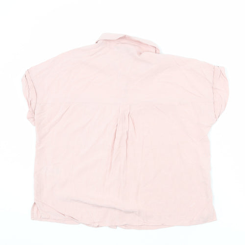 New Look Womens Pink Viscose Basic Button-Up Size 10 Collared