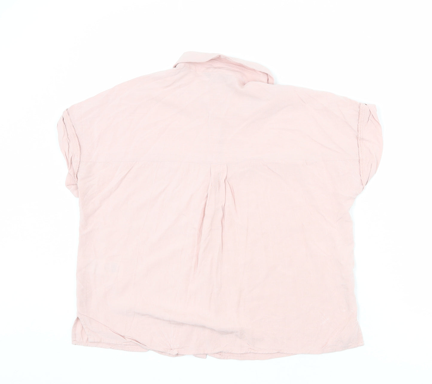 New Look Womens Pink Viscose Basic Button-Up Size 10 Collared