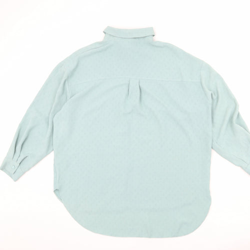 New Look Womens Blue Geometric Polyester Basic Button-Up Size 6 Collared