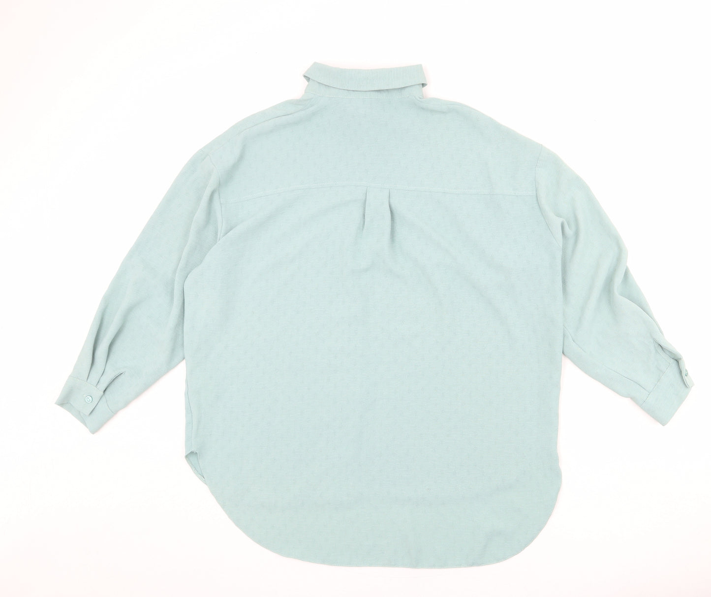 New Look Womens Blue Geometric Polyester Basic Button-Up Size 6 Collared