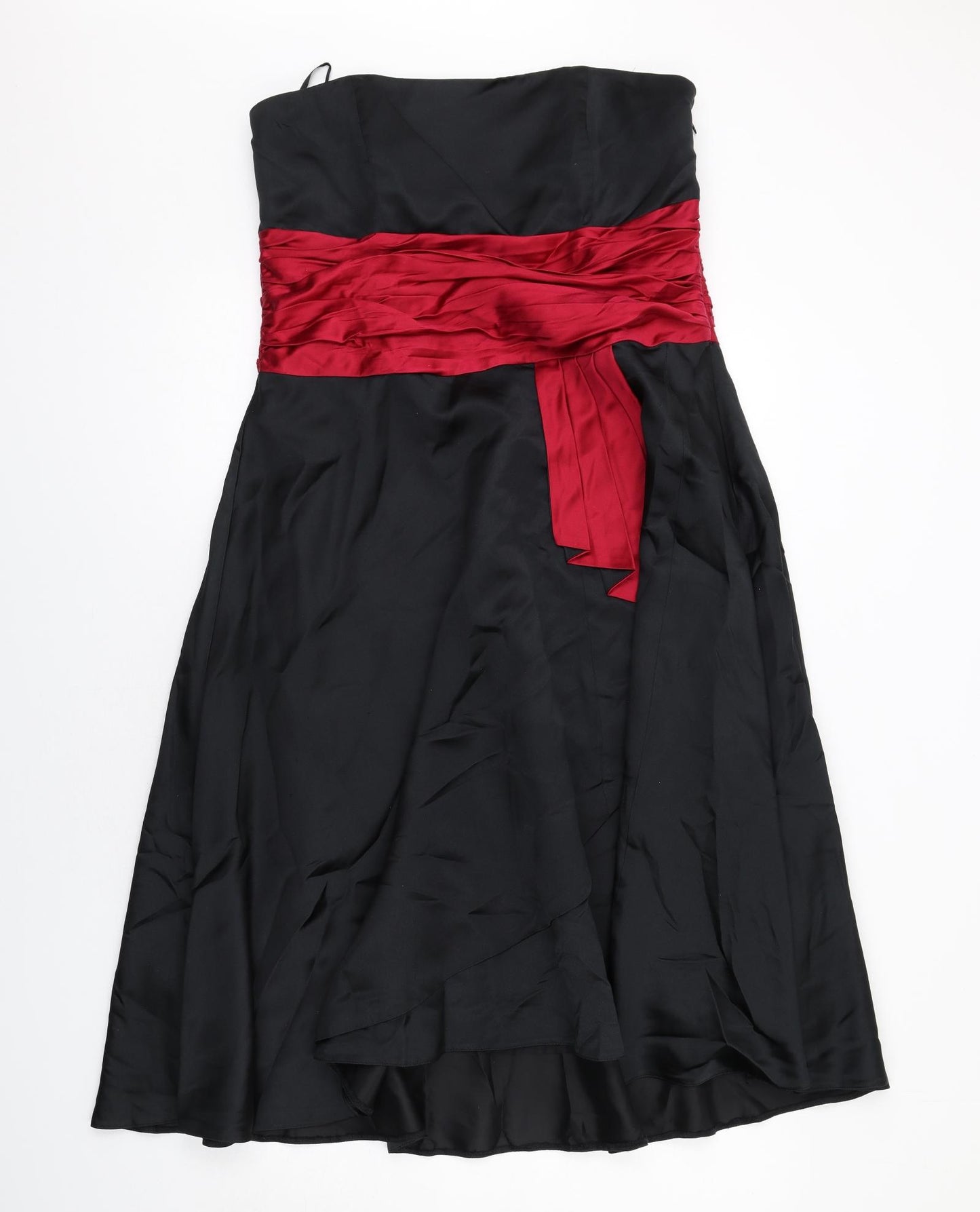 Monsoon Womens Black Colourblock Polyester Ball Gown Size 16 Off the Shoulder Zip
