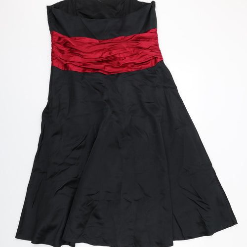 Monsoon Womens Black Colourblock Polyester Ball Gown Size 16 Off the Shoulder Zip