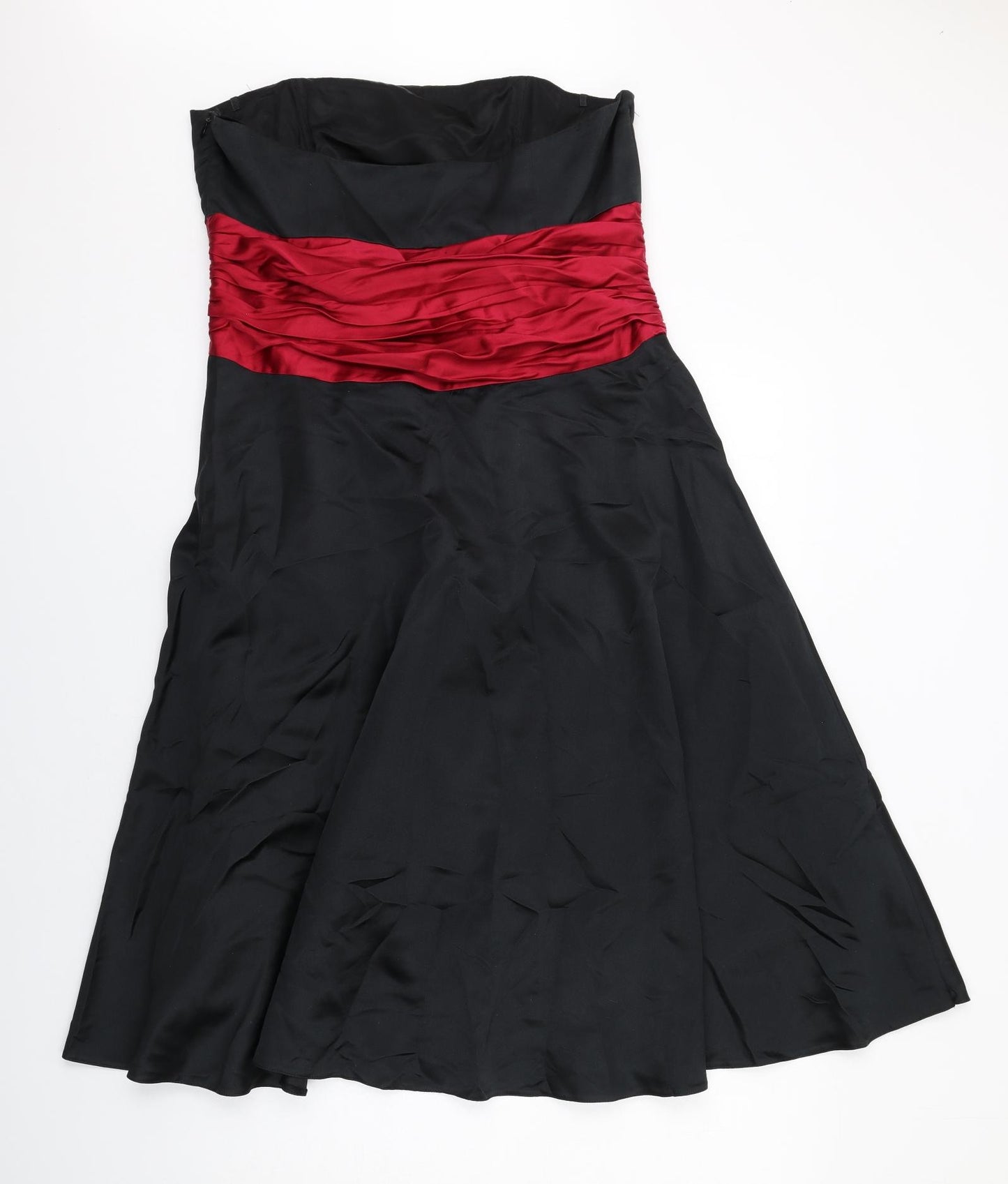 Monsoon Womens Black Colourblock Polyester Ball Gown Size 16 Off the Shoulder Zip