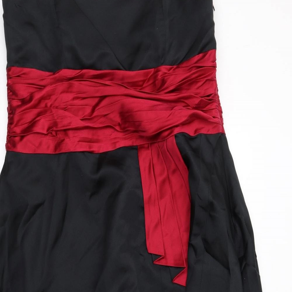 Monsoon Womens Black Colourblock Polyester Ball Gown Size 16 Off the Shoulder Zip