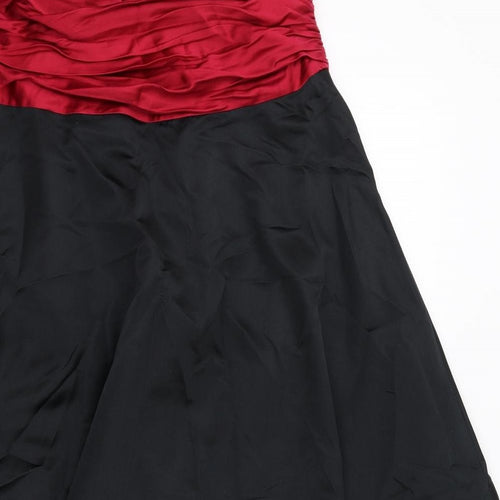 Monsoon Womens Black Colourblock Polyester Ball Gown Size 16 Off the Shoulder Zip