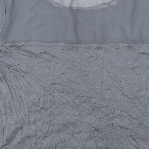 NEXT Womens Grey Floral Viscose Basic T-Shirt Size 14 Round Neck