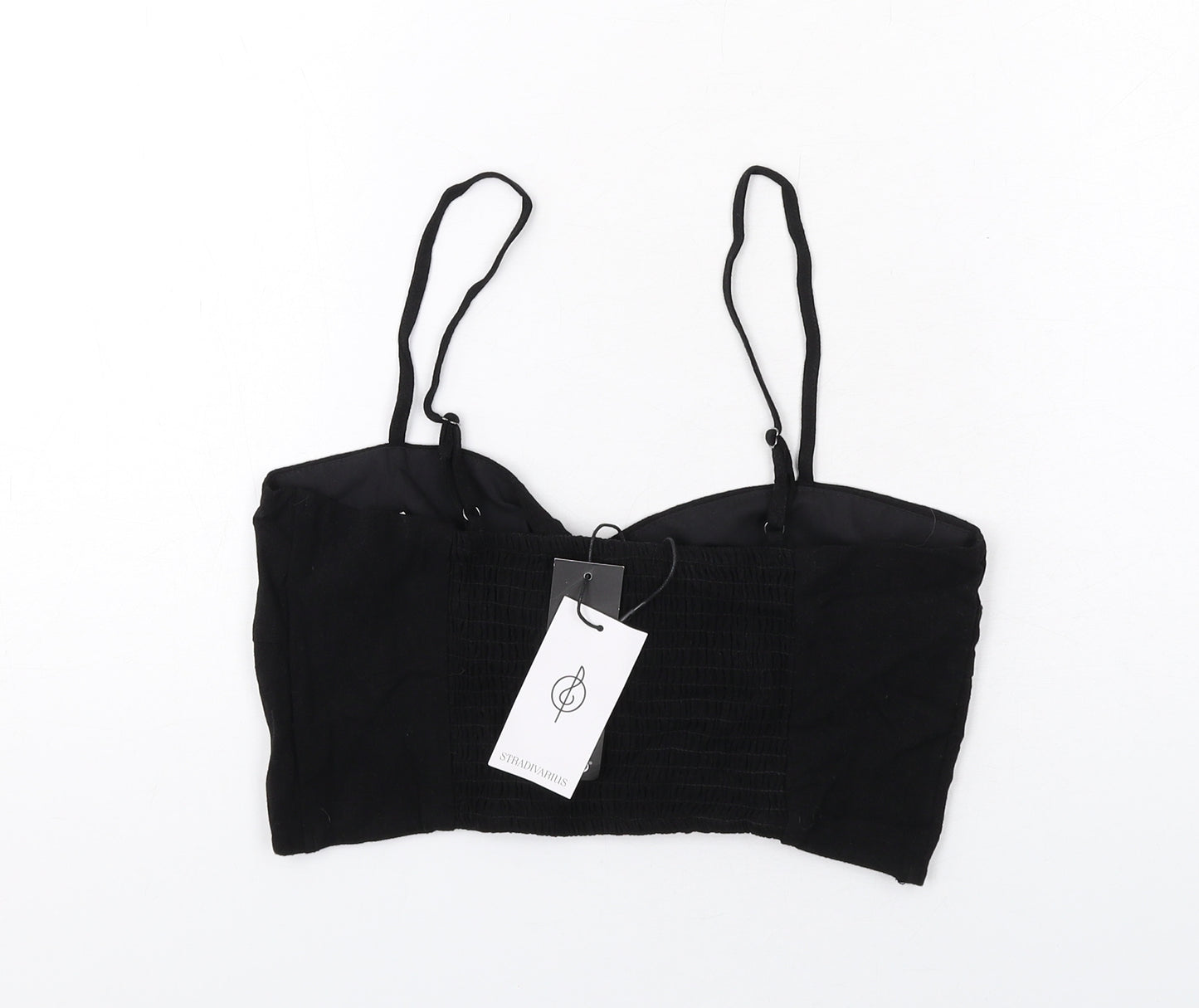 Stradivarius Womens Black Polyester Cropped Tank Size M Sweetheart