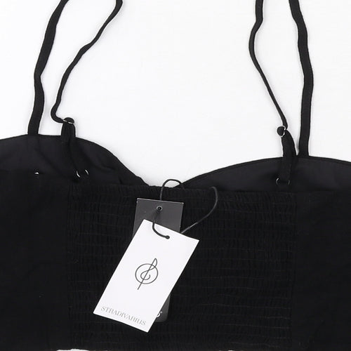Stradivarius Womens Black Polyester Cropped Tank Size M Sweetheart