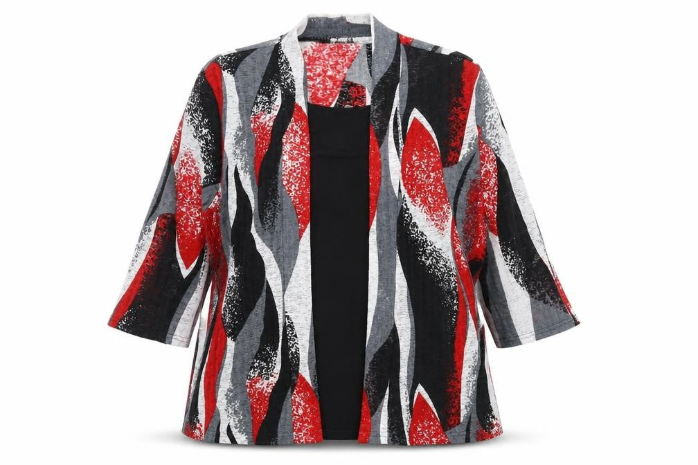 Front view of Pure & Natural women’s multicoloured geometric polyester basic blouse, size XL, scoop neck - layered top