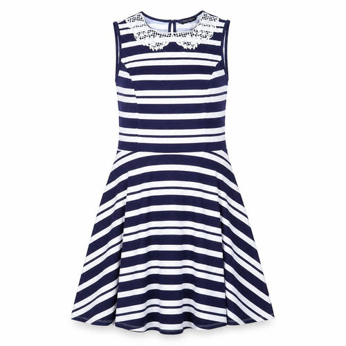 Dorothy Perkins Womens Blue Striped Cotton Trapeze & Swing Size 12 Crew Neck Pullover