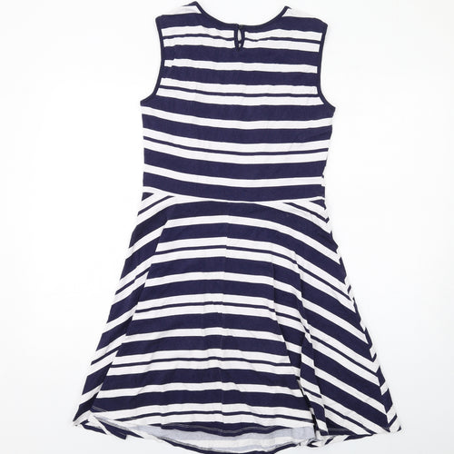 Dorothy Perkins Womens Blue Striped Cotton Trapeze & Swing Size 12 Crew Neck Pullover
