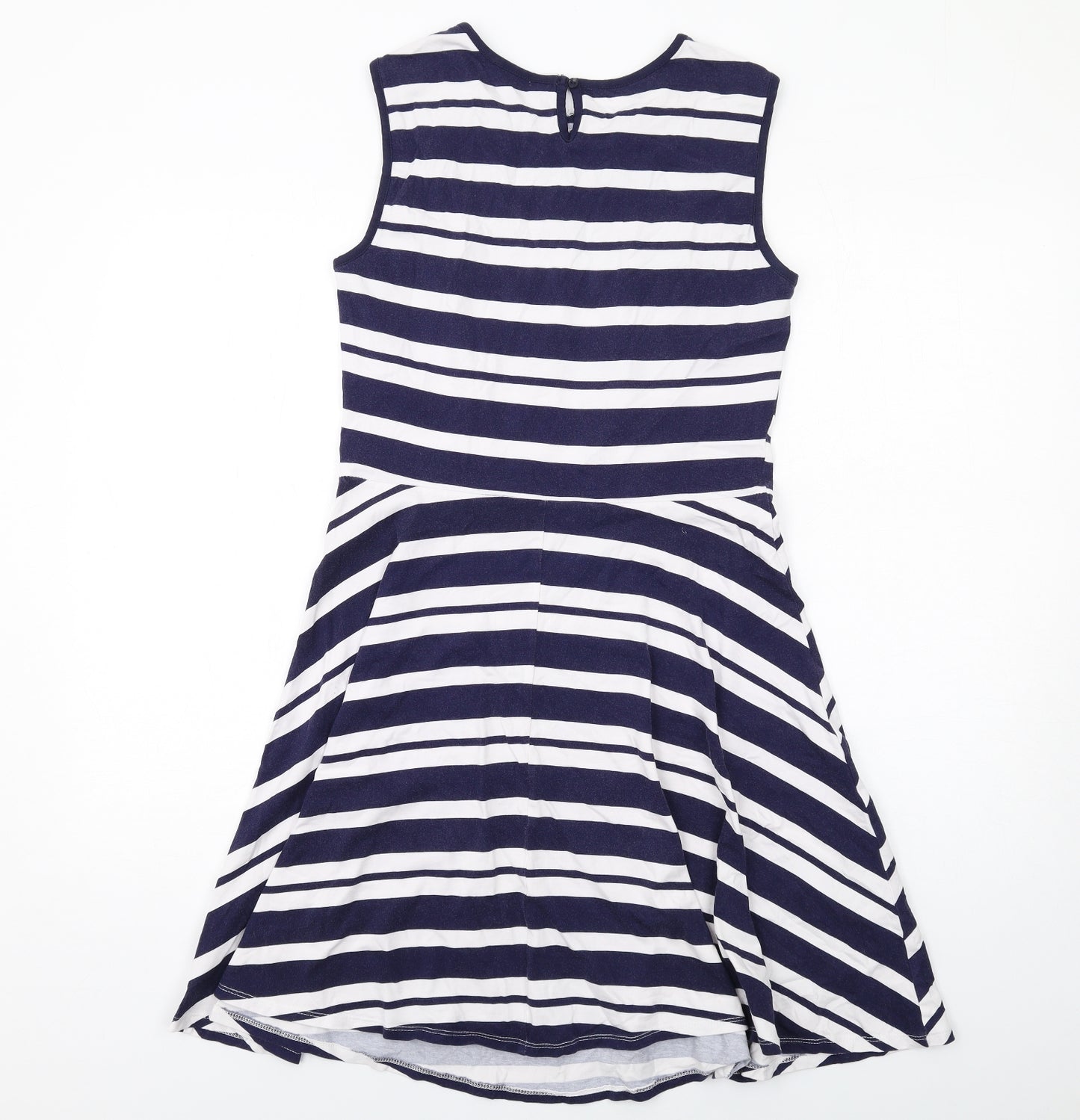 Dorothy Perkins Womens Blue Striped Cotton Trapeze & Swing Size 12 Crew Neck Pullover