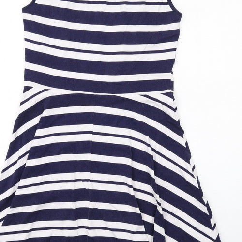 Dorothy Perkins Womens Blue Striped Cotton Trapeze & Swing Size 12 Crew Neck Pullover